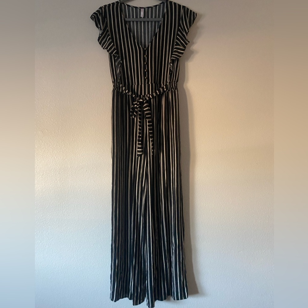 Xhilaration Black Striped Pant Jumpsuit
